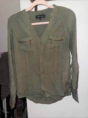 New Look Olive Utility Button-Down Shirt